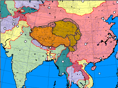 Map of Asia with Tibet